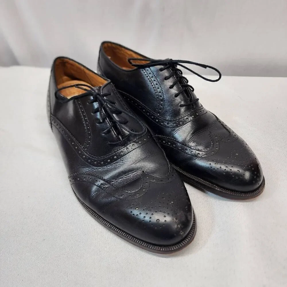 Florsheim Imperial Oxford Black Leather Wingtip Brogue Lace Up Shoes Size 9 C